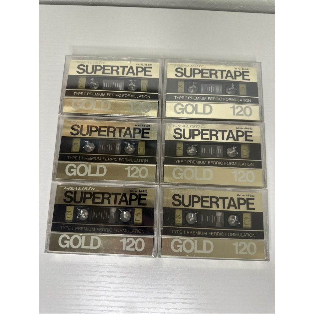Vintage Audio Cassette Tape Realistic Super tape GOLD 120 Cat. No. 44-923 NEW(6)